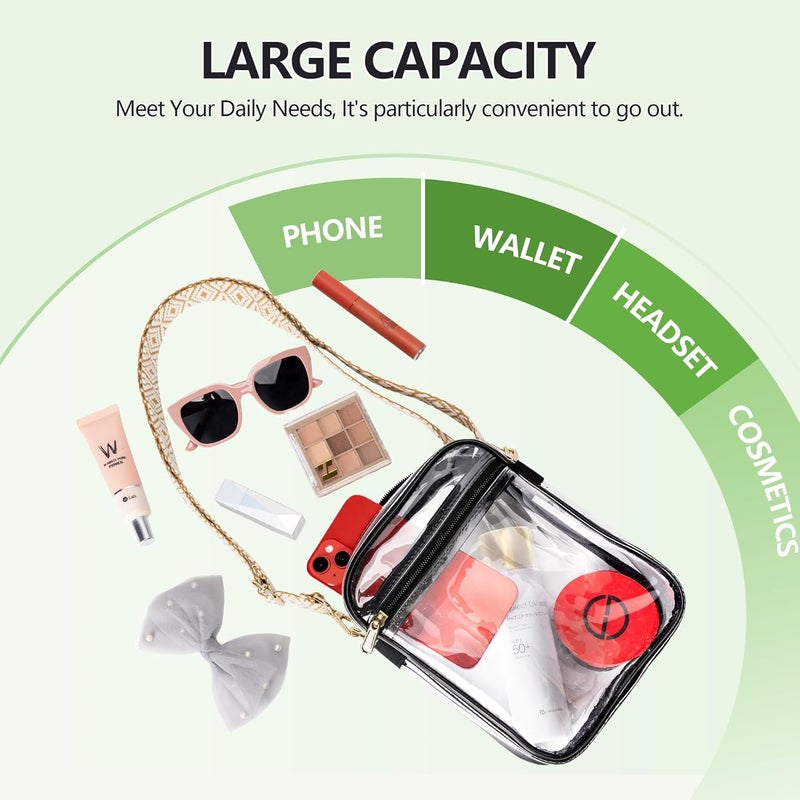 MAYTREE Clear Purse Stadium Approved with Adjustable Strap, 8.5”x6.8”x3” Clear Bag for Stadium Events, Concerts, Work - Image 3